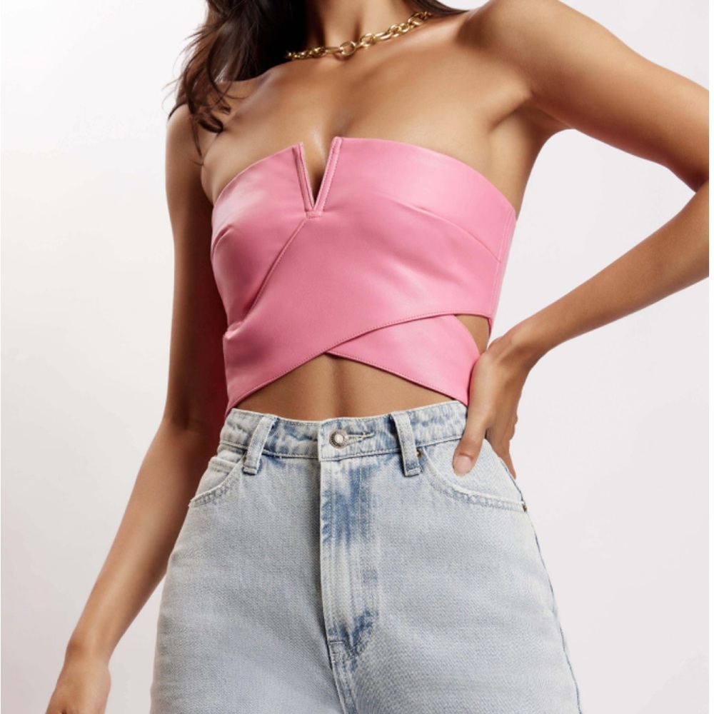 Meshki Leather Crop Bustier